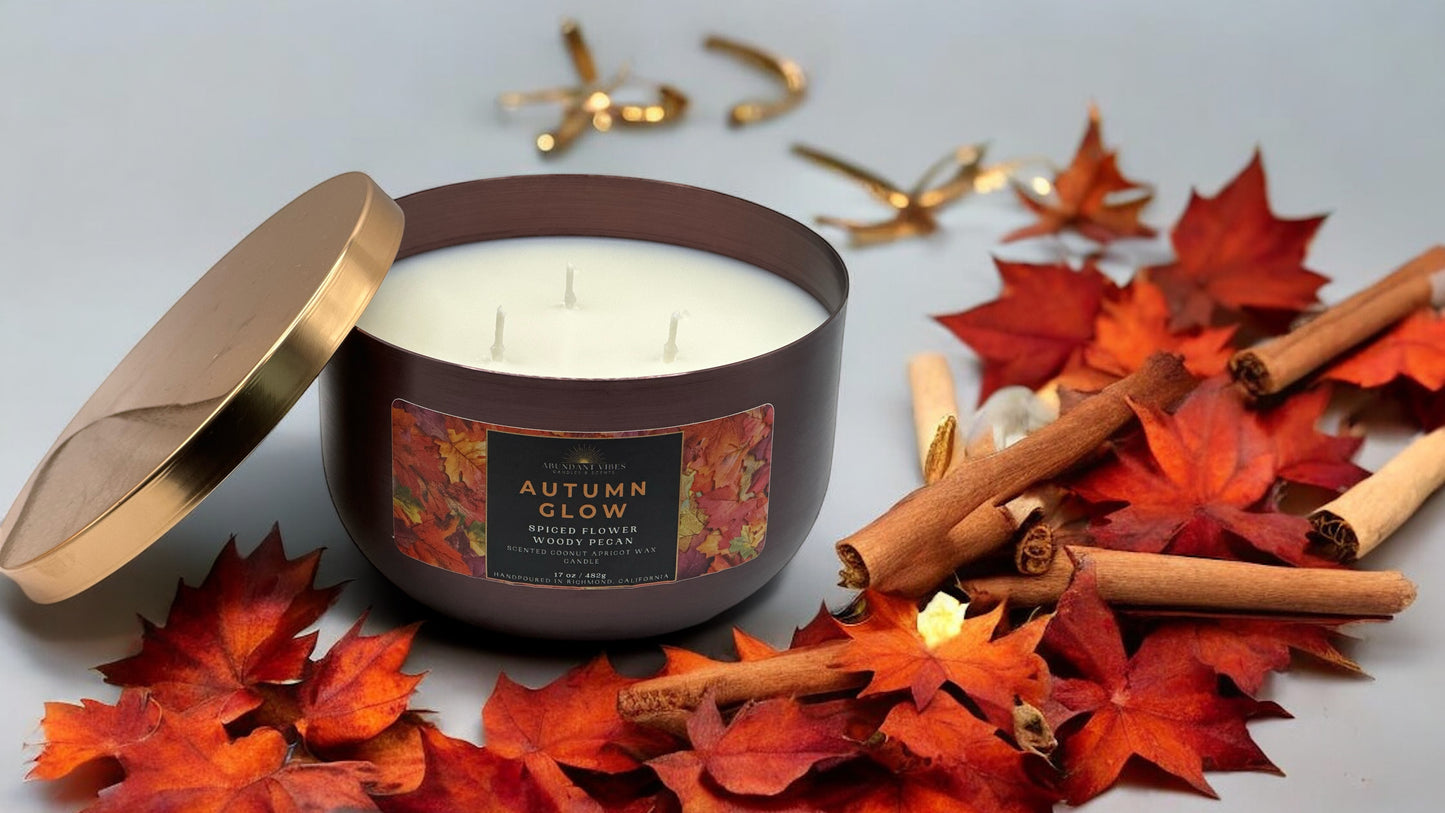 Cinnamon + Citrus + Pecan + Cedar Candle | Autumn Glow | Luxury Coconut Apricot Wax Candle