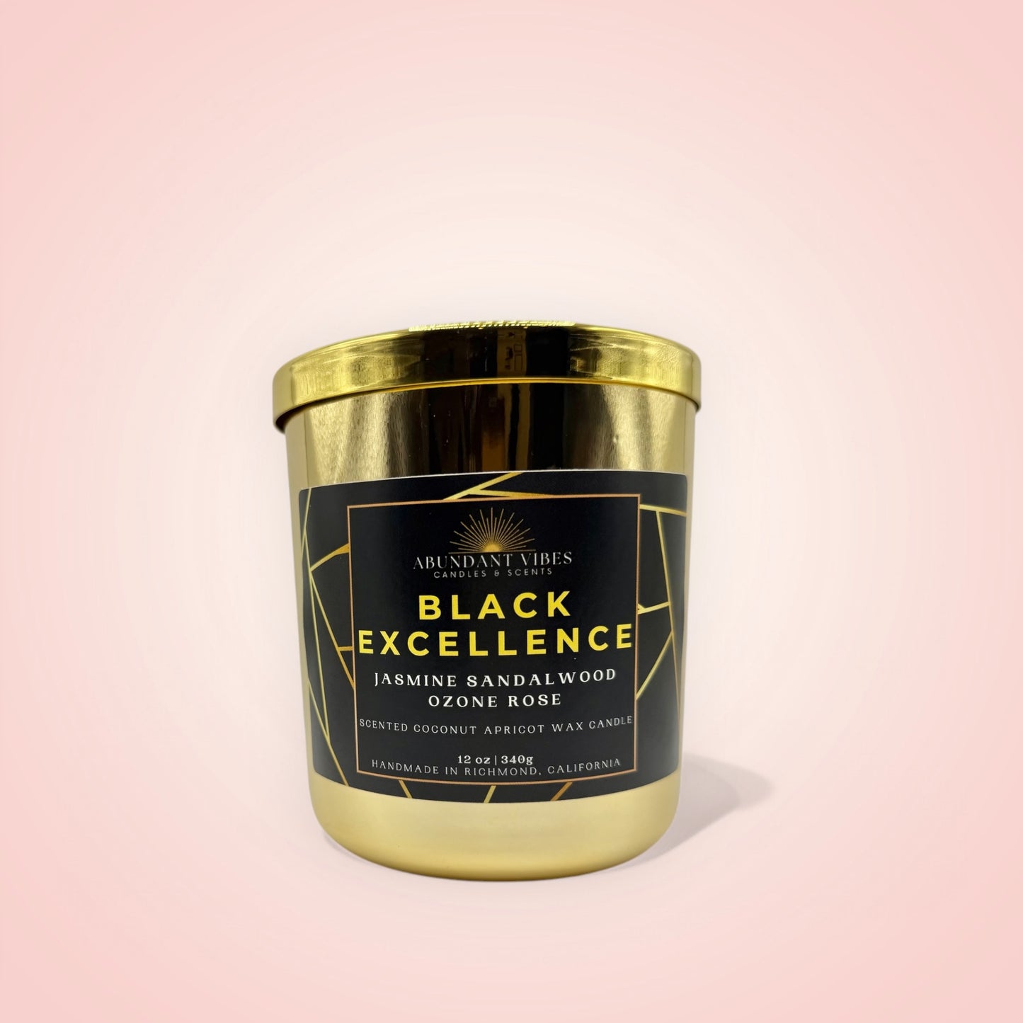 Jasmine + Sandalwood + Ozone Rose Candle | Black Excellence | Luxury Coconut Apricot Wax