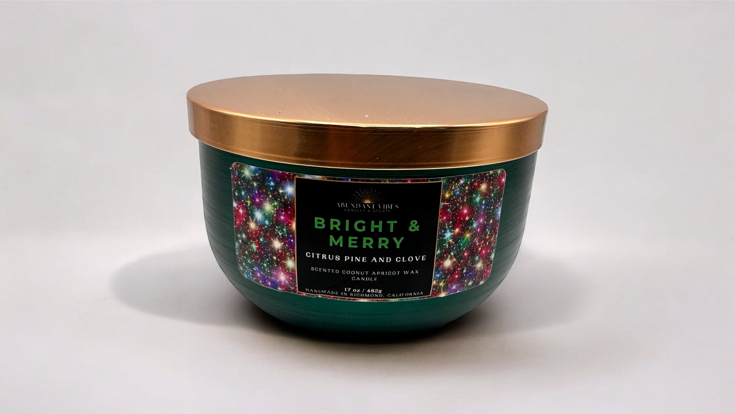 Citrus + Pine + Clove Candle | Bright and Merry | Luxury Coconut Apricot Wax Candle