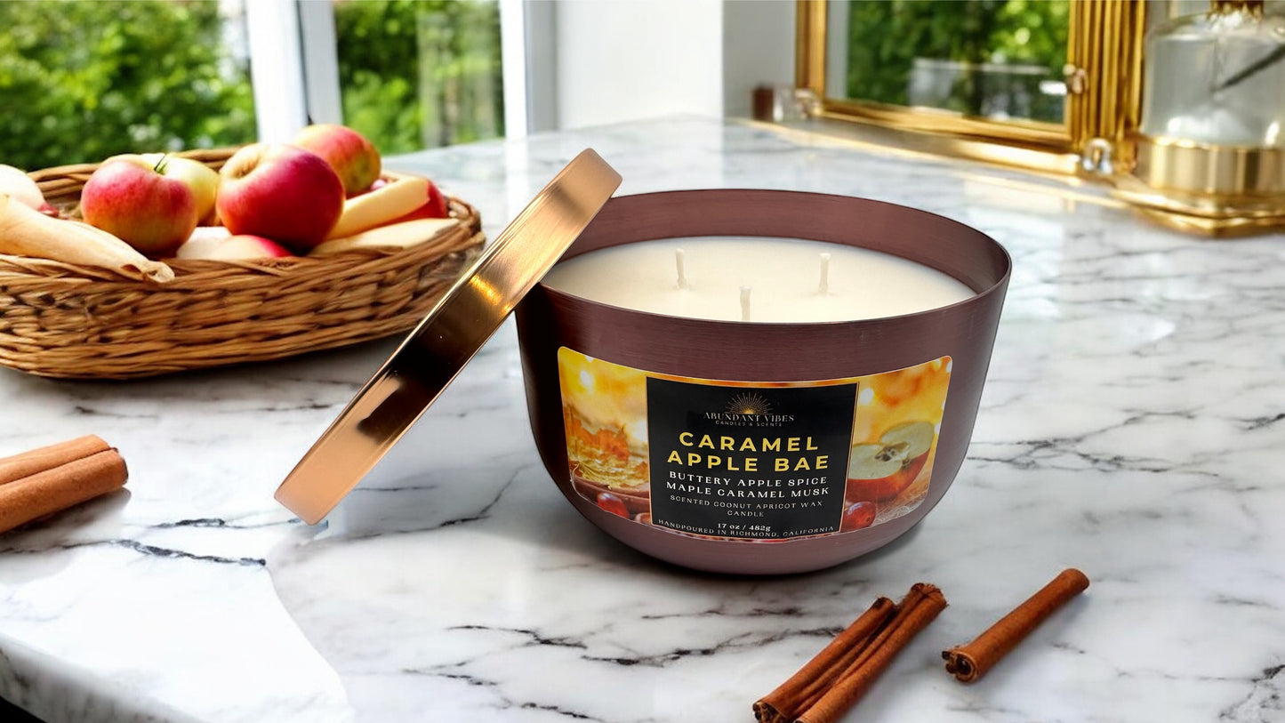 Caramel + Apple Spice + Maple + Musk Candle | Caramel Apple Bae | Luxury Coconut Apricot Wax Candle
