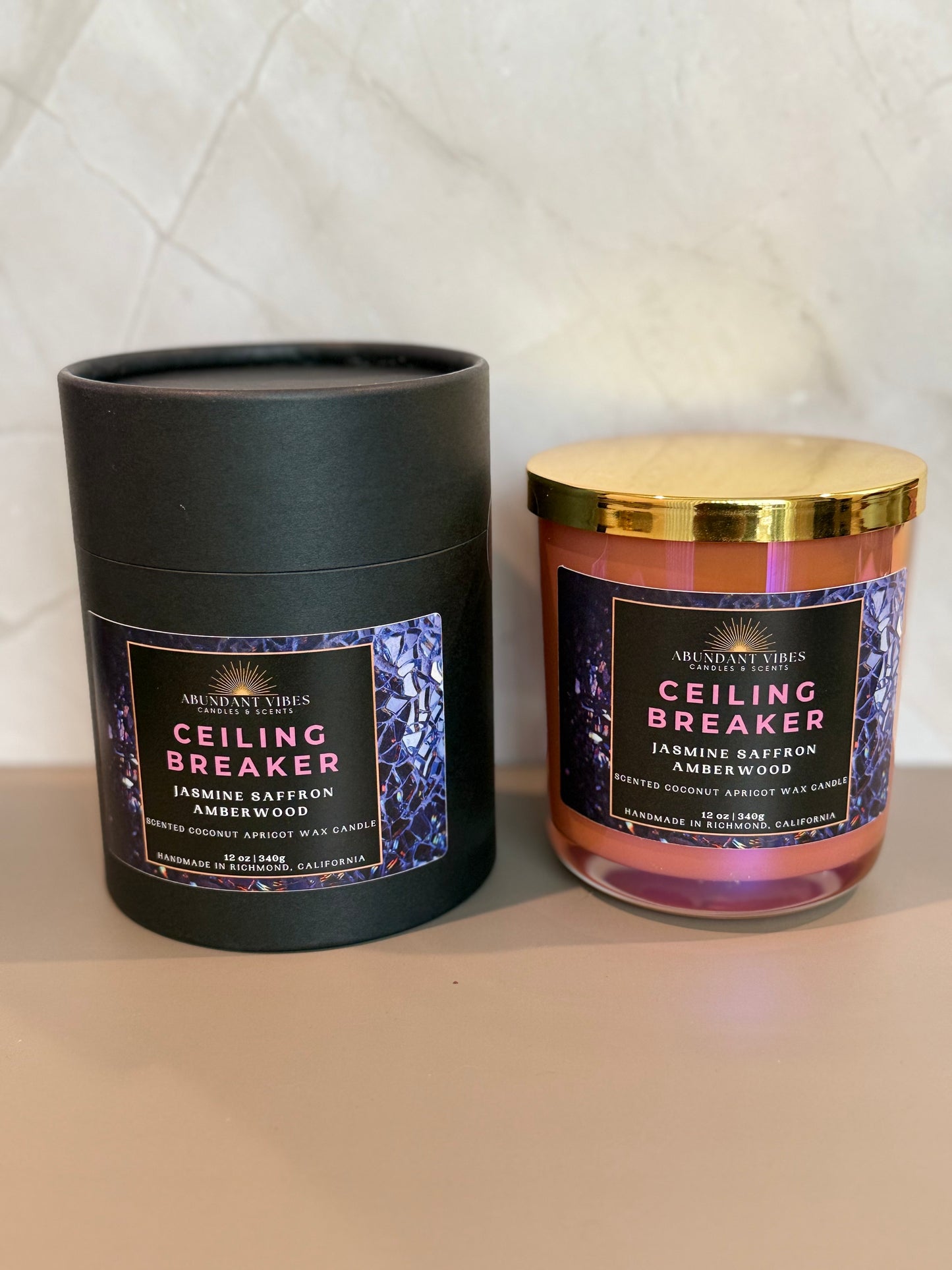 Jasmine + Saffron + Amberwood Candle | Ceiling Breaker | Luxury Coconut Apricot Wax Candle