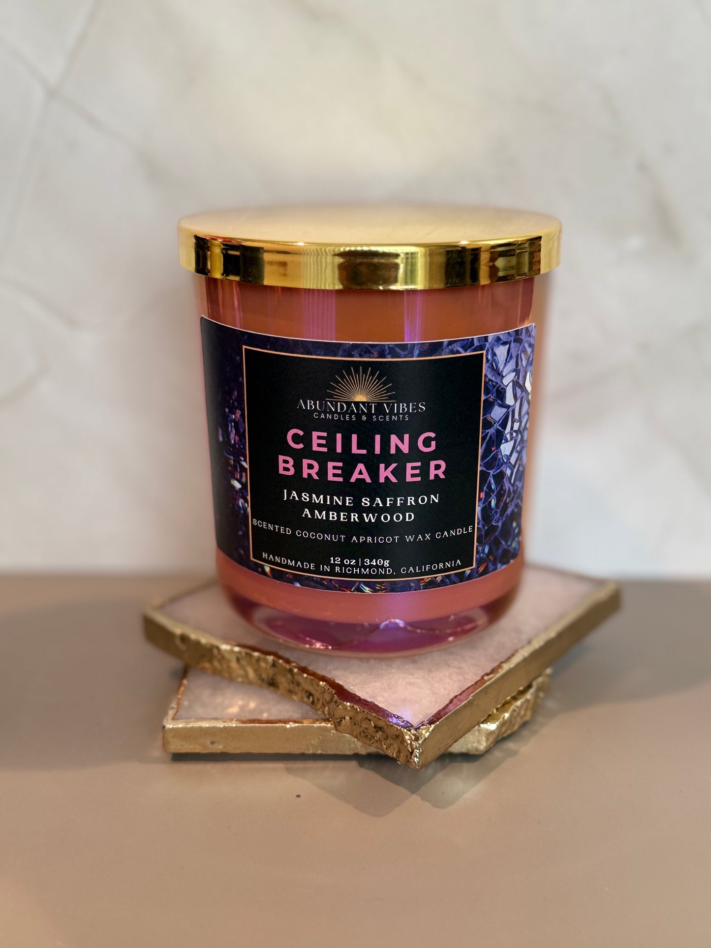 Jasmine + Saffron + Amberwood Candle | Ceiling Breaker | Luxury Coconut Apricot Wax Candle