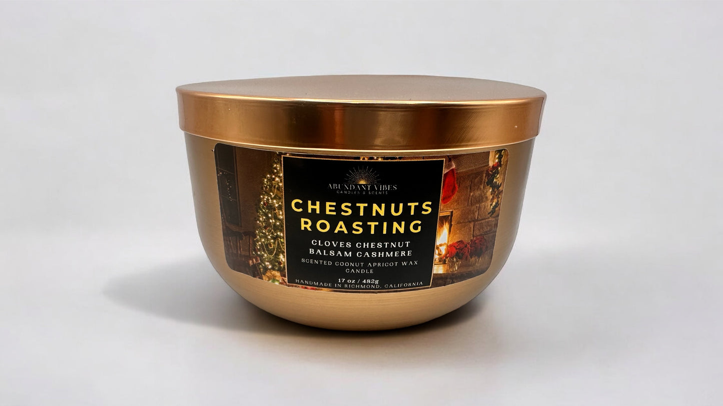 Clove + Chestnut + Cashmere + Balsam Candle | Chestnuts Roasting | Luxury Coconut Apricot Wax Candle