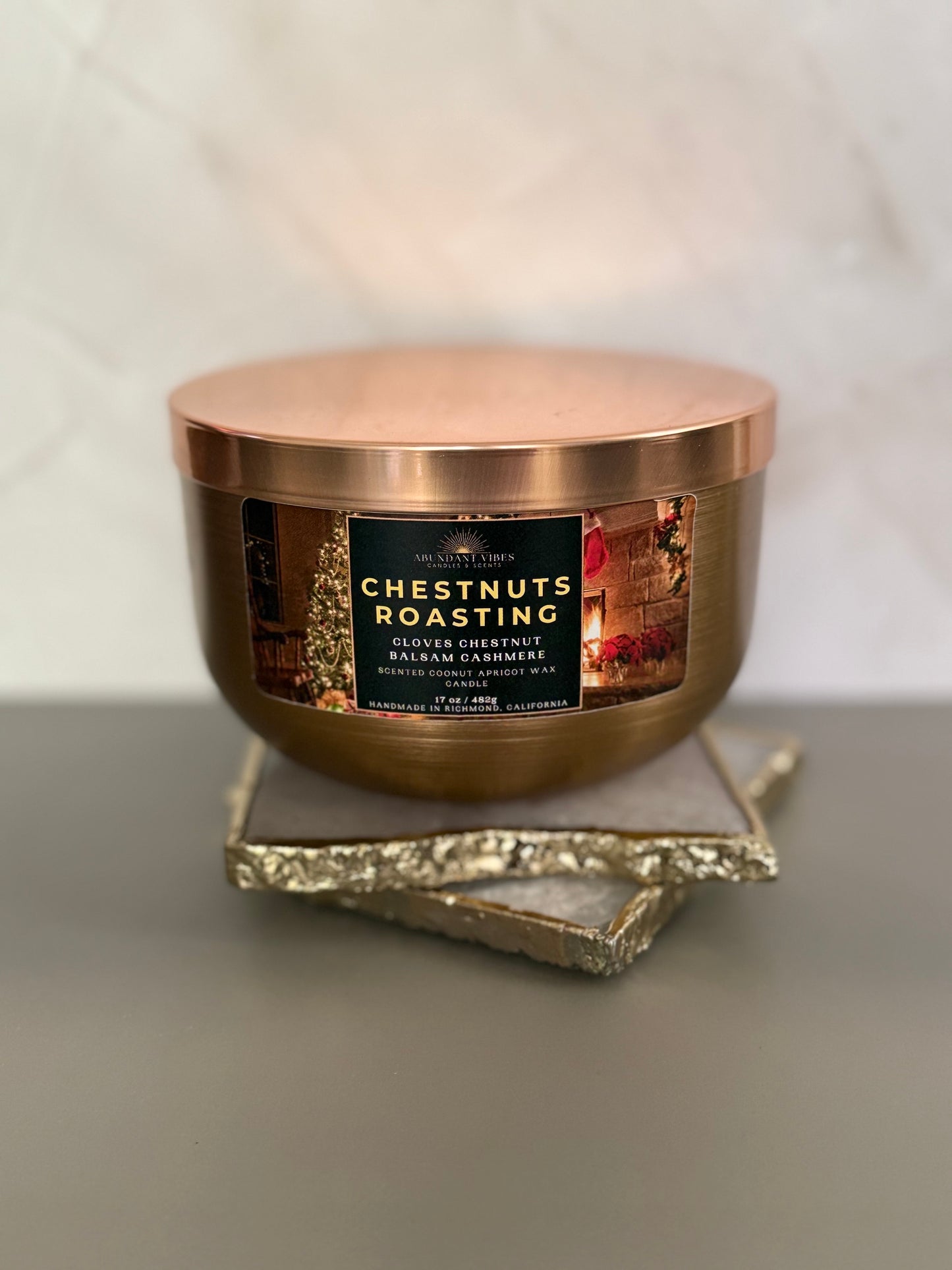 Clove + Chestnut + Cashmere + Balsam Candle | Chestnuts Roasting | Luxury Coconut Apricot Wax Candle