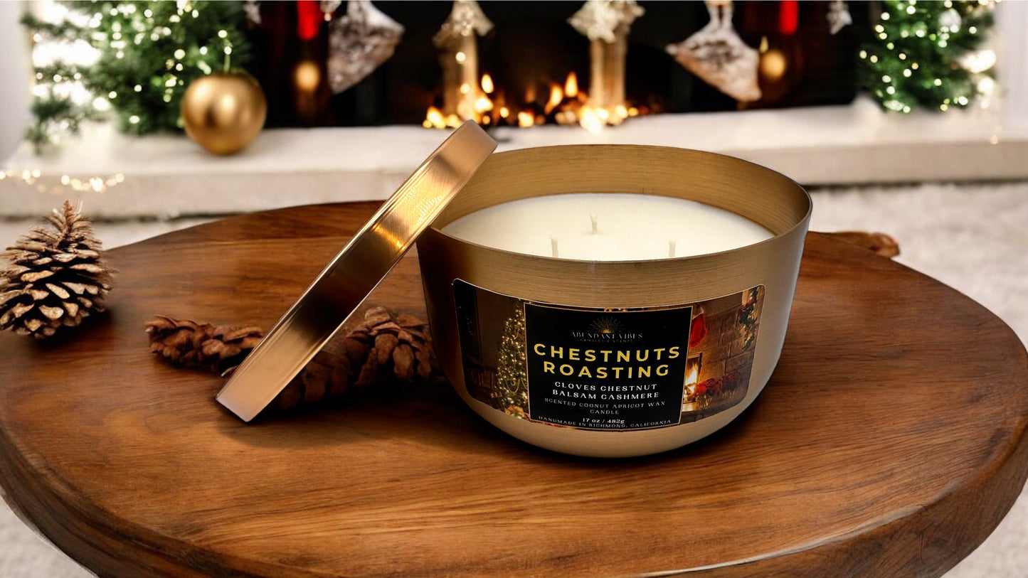 Clove + Chestnut + Cashmere + Balsam Candle | Chestnuts Roasting | Luxury Coconut Apricot Wax Candle