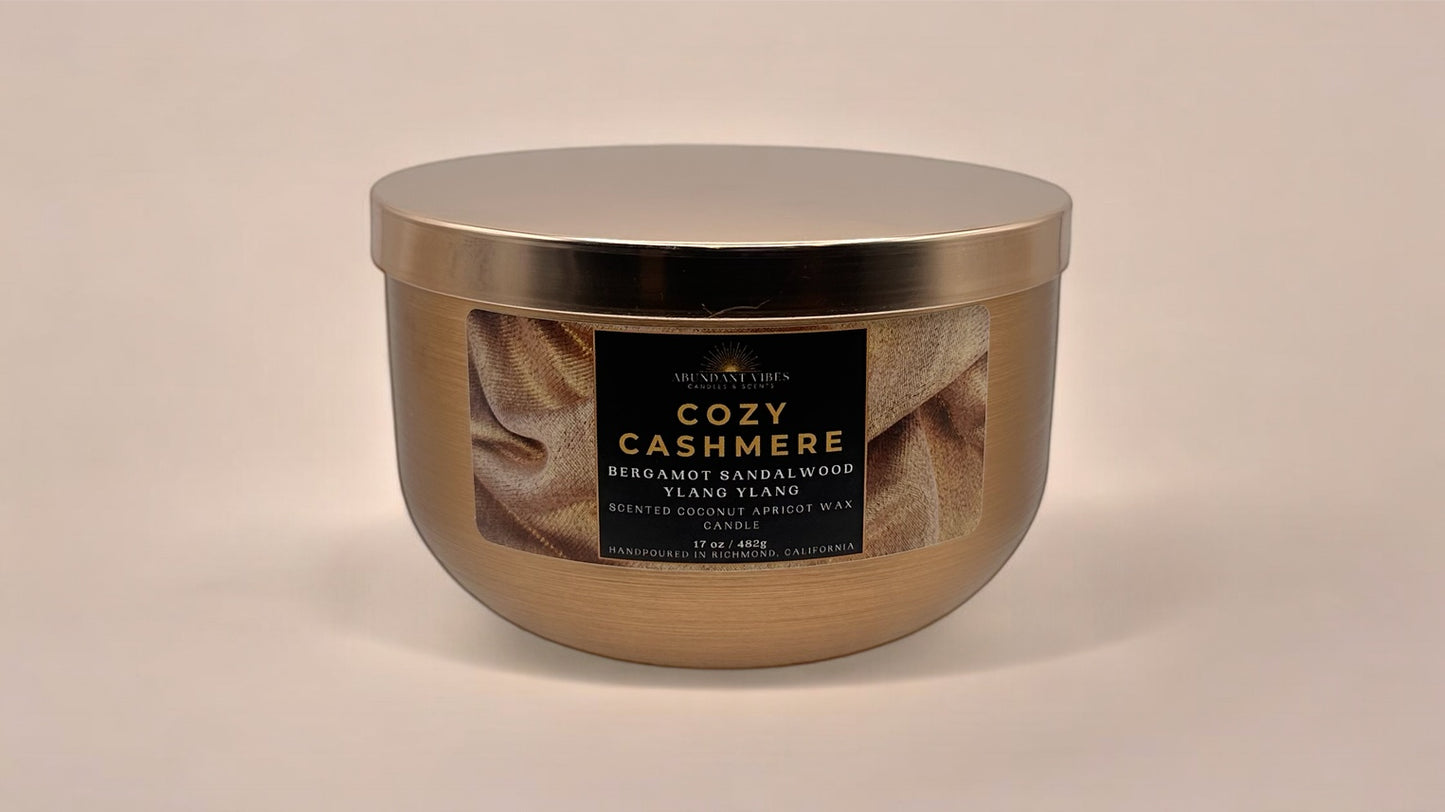 Bergamot + Sandalwood + Ylang Ylang Candle | Cozy Cashmere | Luxury Coconut Apricot Wax Candle