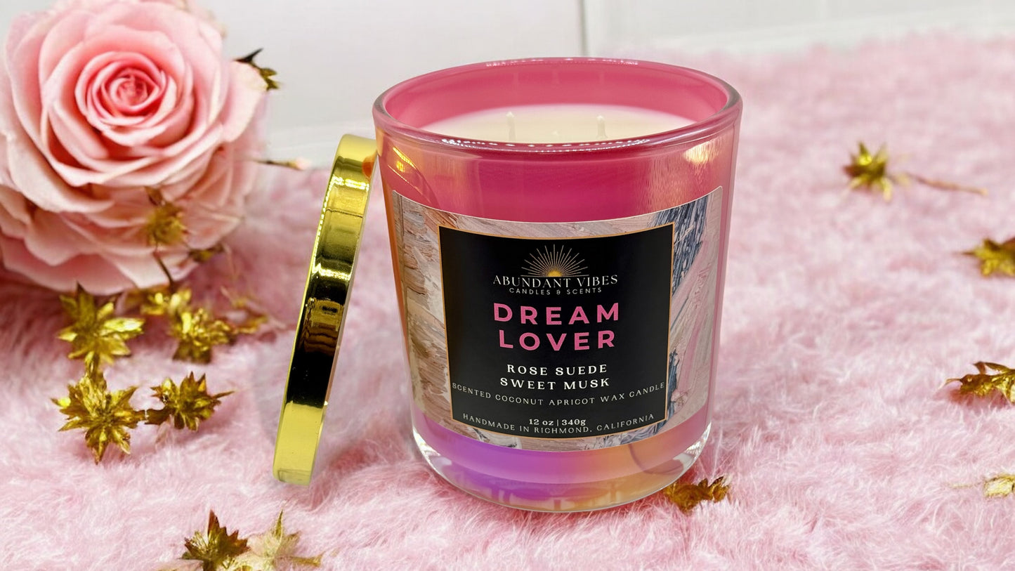Rose + Jasmine + Suede + Musk Candle | Dream Lover | Luxury Coconut Apricot Wax Candle