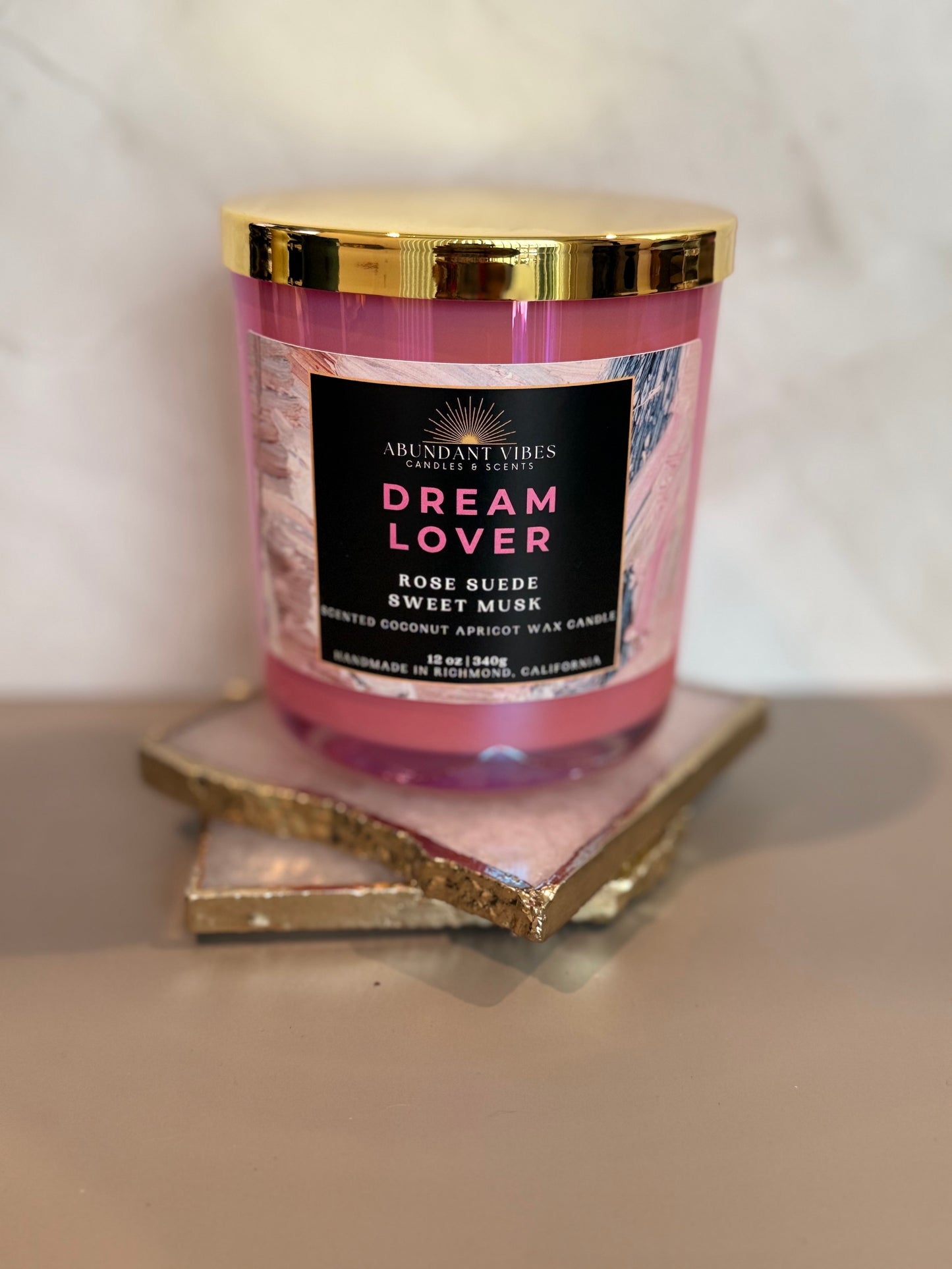 Rose + Jasmine + Suede + Musk Candle | Dream Lover | Luxury Coconut Apricot Wax Candle