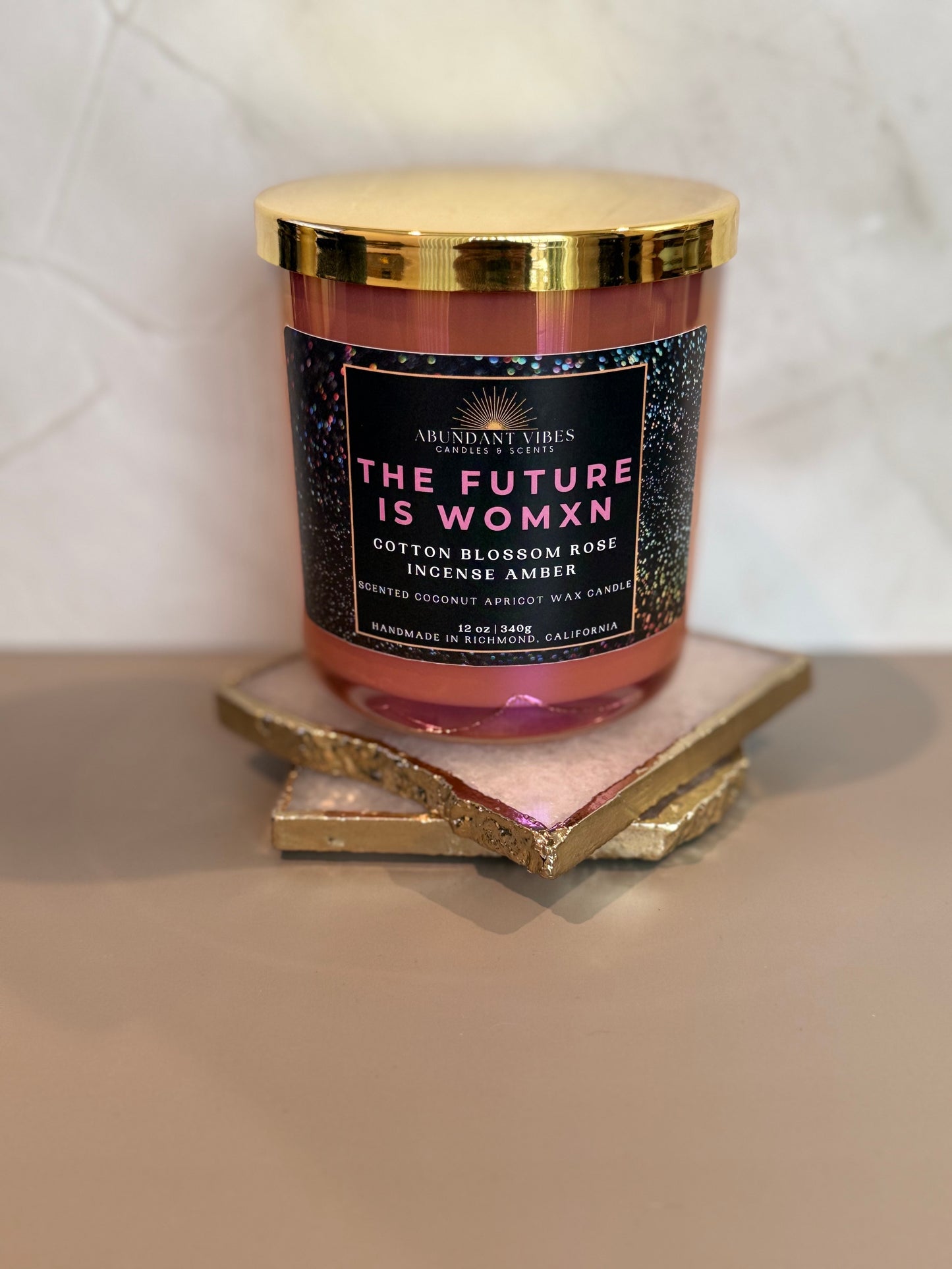 Cotton Blossom + Rose + Incense + Amber Candle | The Future is Womxn | Luxury Coconut Apricot Wax Candle