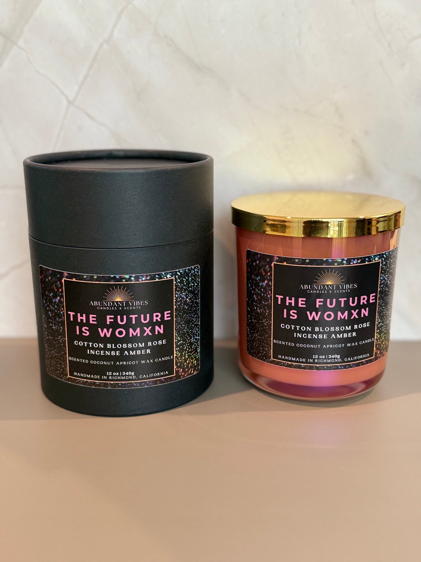 Cotton Blossom + Rose + Incense + Amber Candle | The Future is Womxn | Luxury Coconut Apricot Wax Candle