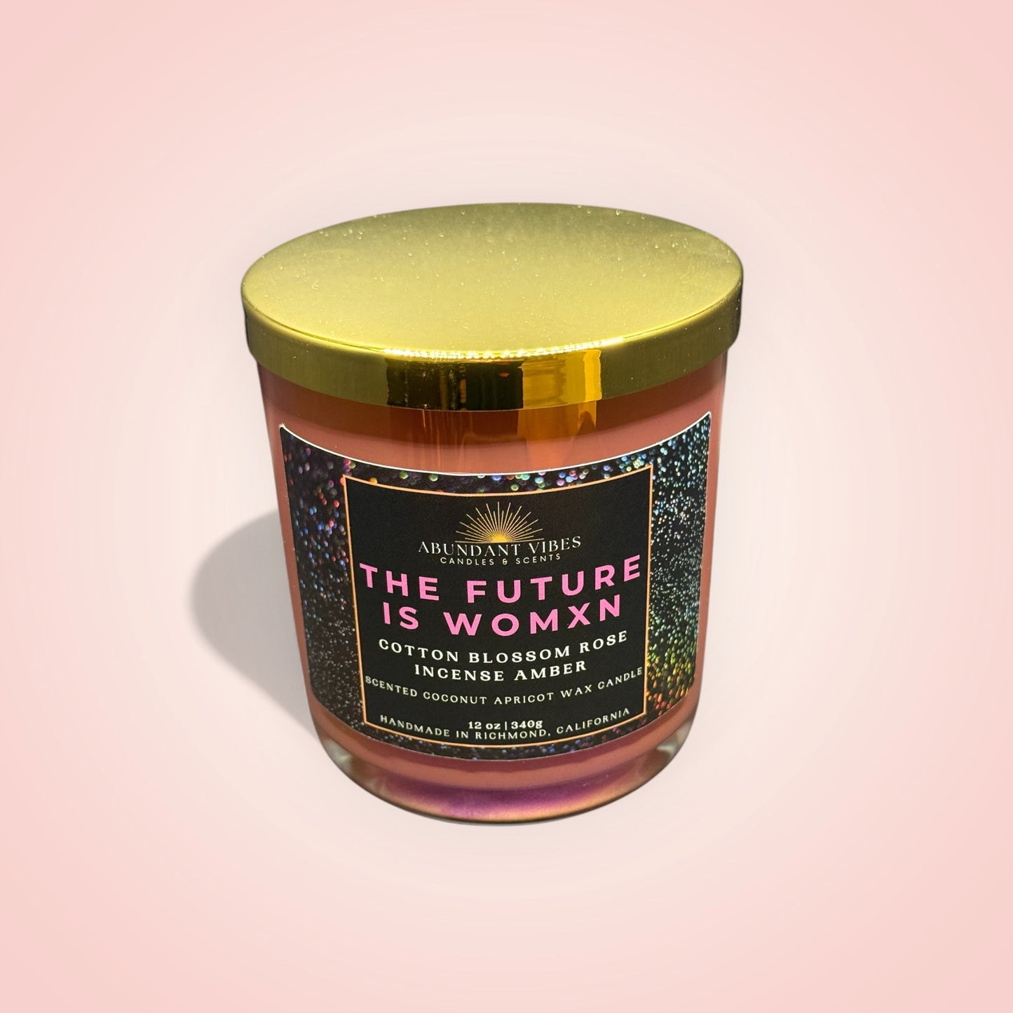 Cotton Blossom + Rose + Incense + Amber Candle | The Future is Womxn | Luxury Coconut Apricot Wax Candle