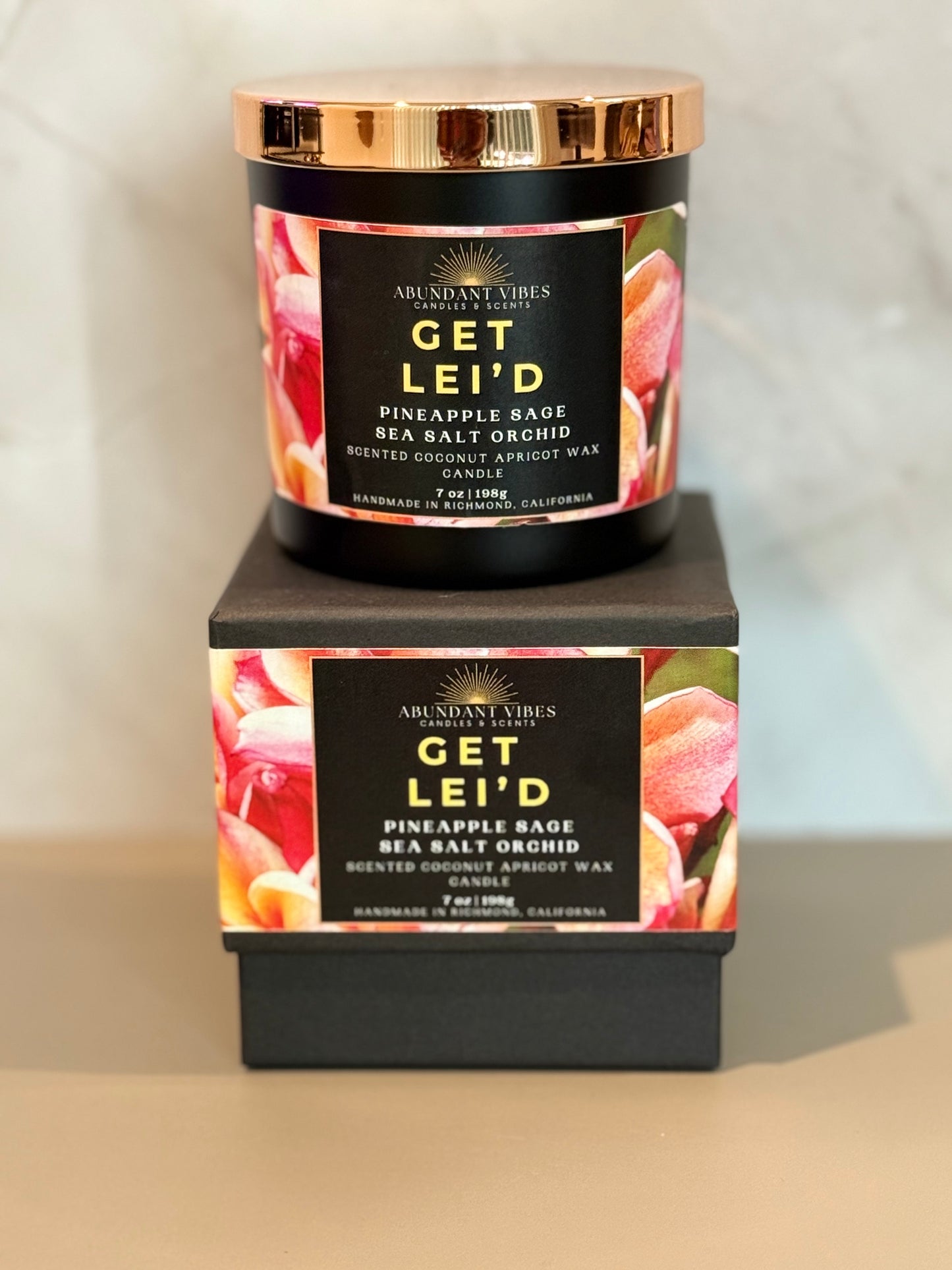 Pineapple Sage + Sea Salt + Orchid Candle | Get Lei'd | Luxury Coconut Apricot Wax Candle