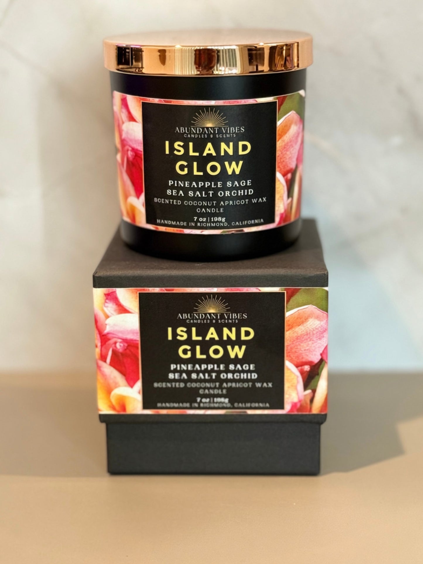 Pineapple Sage + Sea Salt + Orchid Candle | Island Glow | Luxury Coconut Apricot Wax Candle