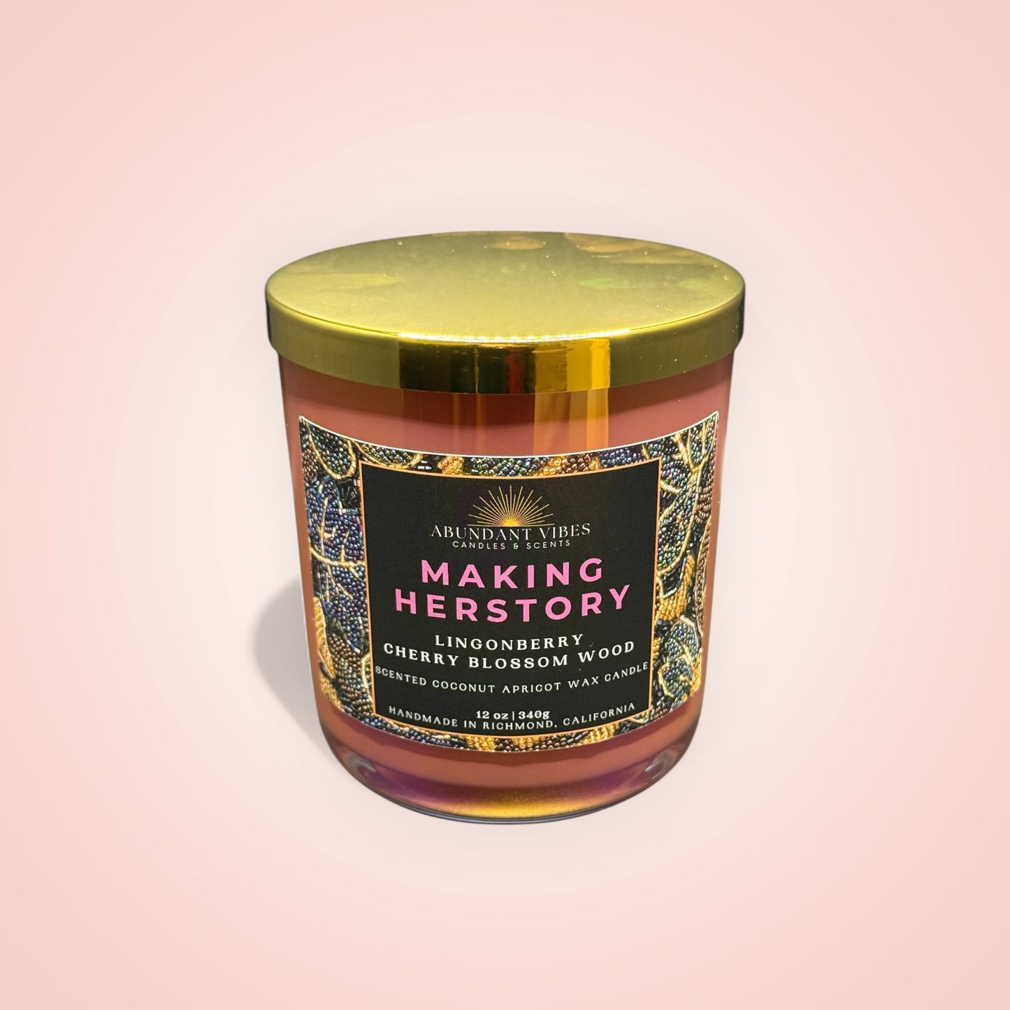 Lingonberry + Cherry Blossom + Wood Candle | Making Herstory | Luxury Coconut Apricot Wax Candle