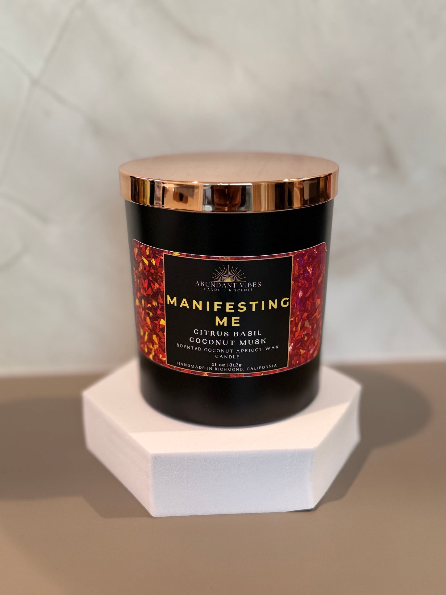 Citrus Basil + Coconut Musk Candle | Manifesting Me | Luxury Coconut Apricot Wax Candle
