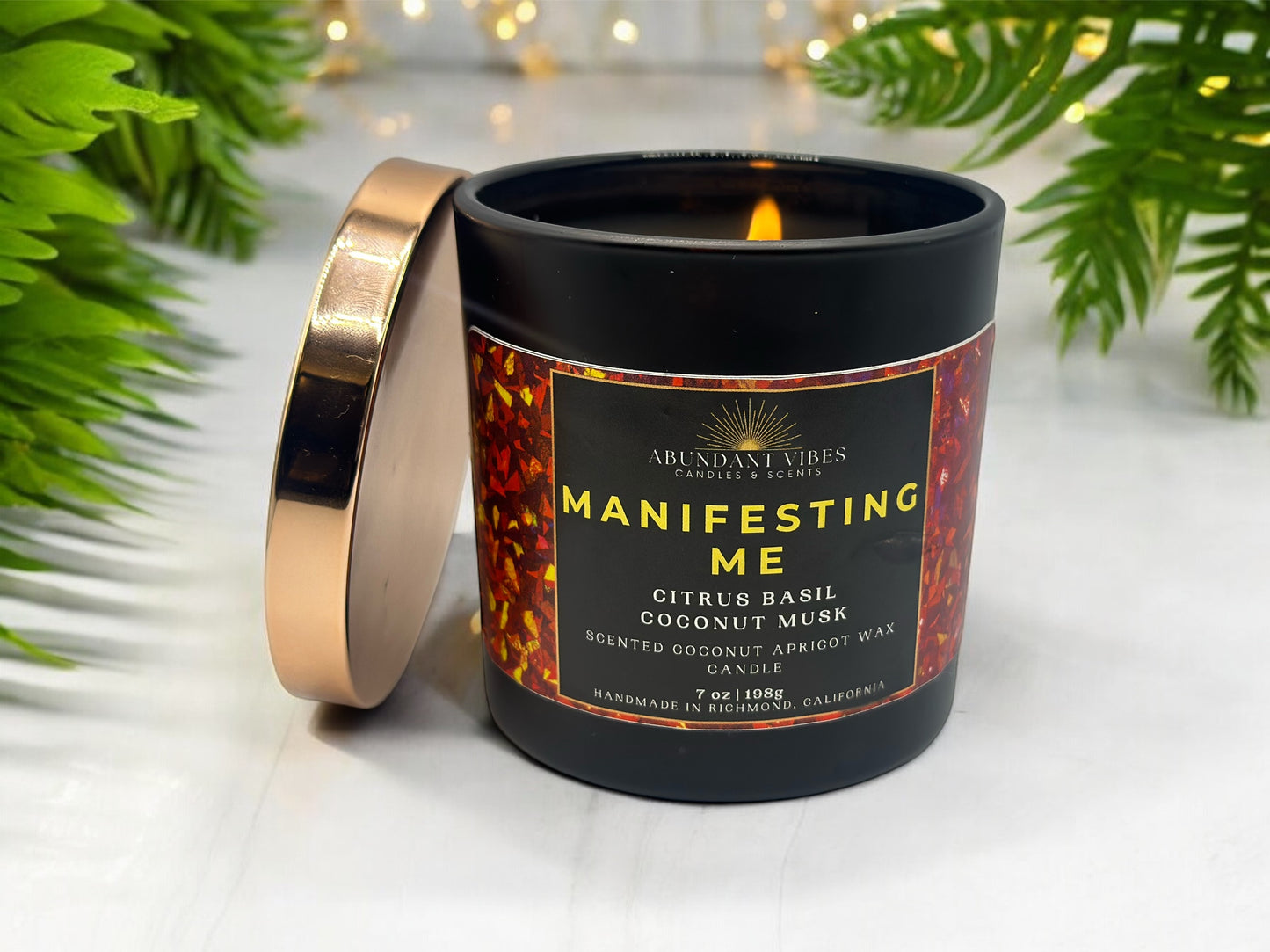 Citrus Basil + Coconut Musk Candle | Manifesting Me | Luxury Coconut Apricot Wax Candle