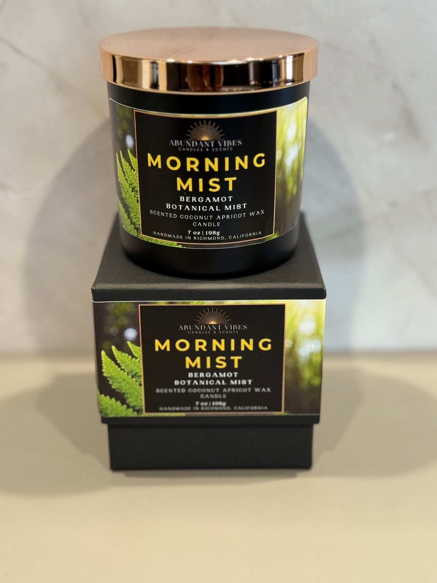 Botanical Mist + Bergamot Candle | Morning Mist | Luxury Coconut Apricot Wax Candle
