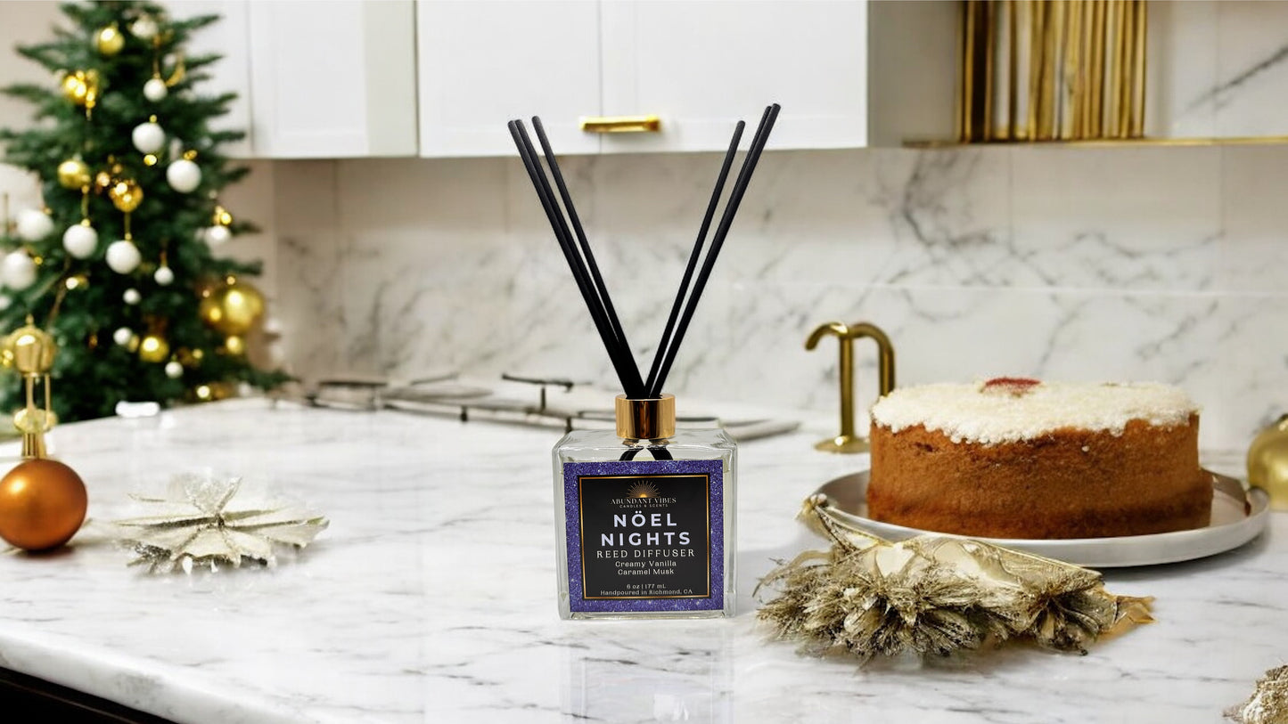 Creamy Vanilla + Caramel + Musk Holiday Reed Diffuser | Noel Nights