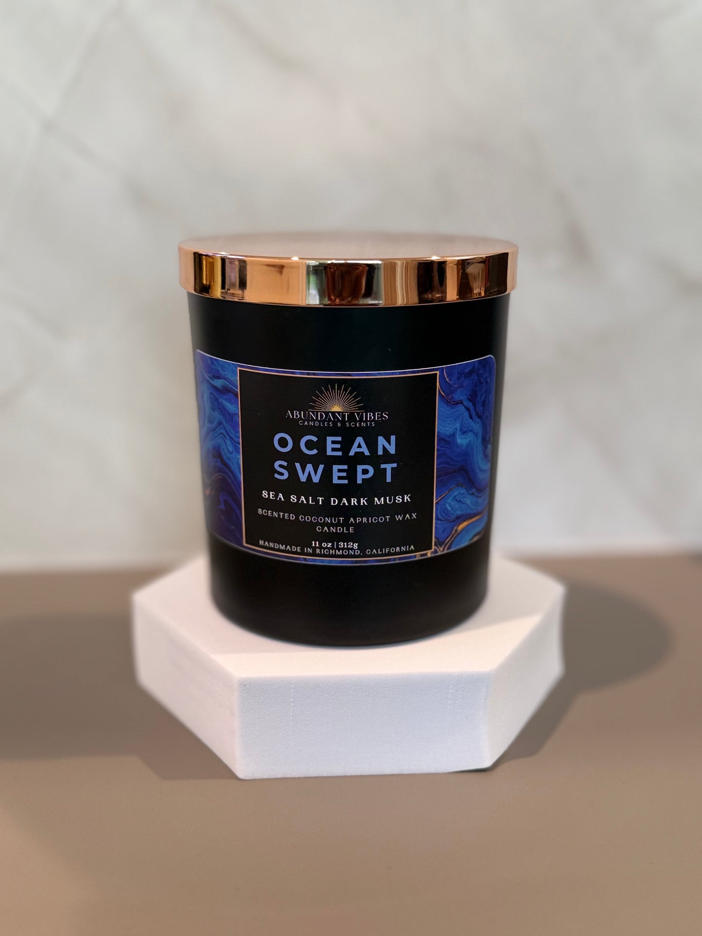 Sea Salt + Dark Musk Candle | Ocean Swept | Luxury Coconut Apricot Wax Candle