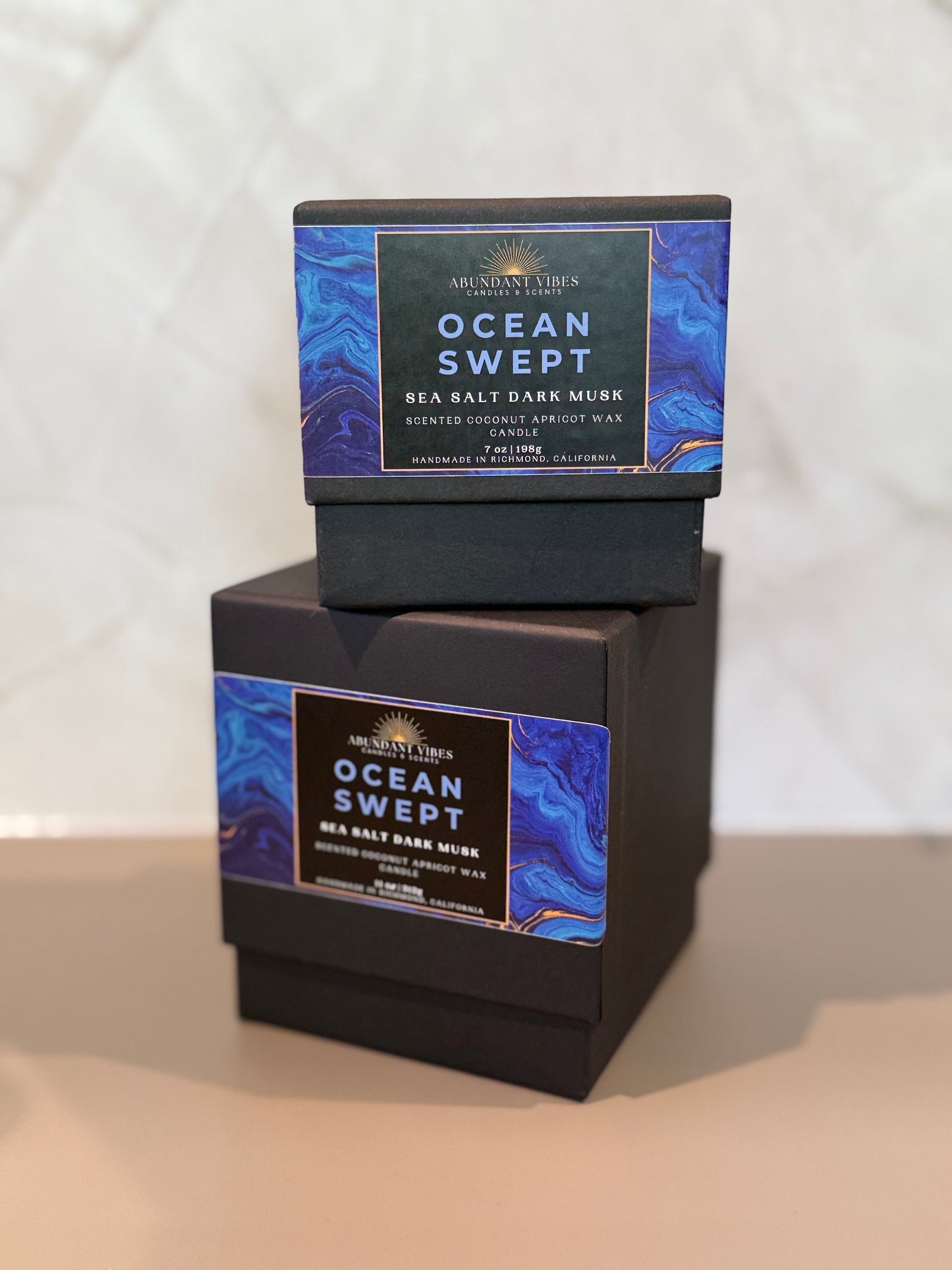 Sea Salt + Dark Musk Candle | Ocean Swept | Luxury Coconut Apricot Wax Candle