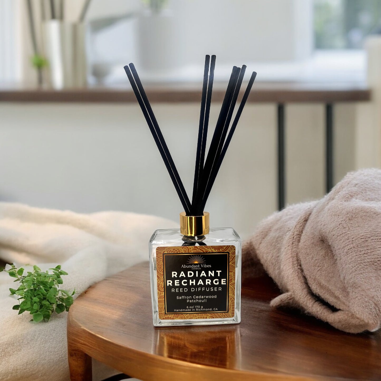 Patchouli + Saffron Cedarwood Reed Diffuser | Radiant Recharge