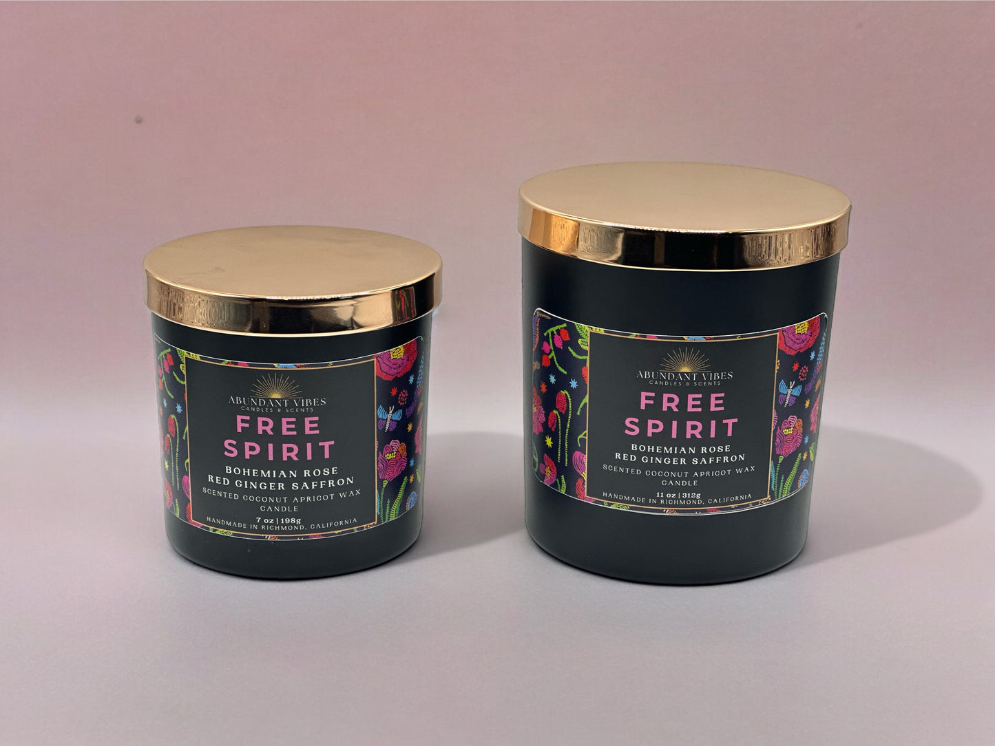 Bohemian Rose + Red Ginger Saffron Candle | Free Spirit | Luxury Coconut Apricot Wax Candle