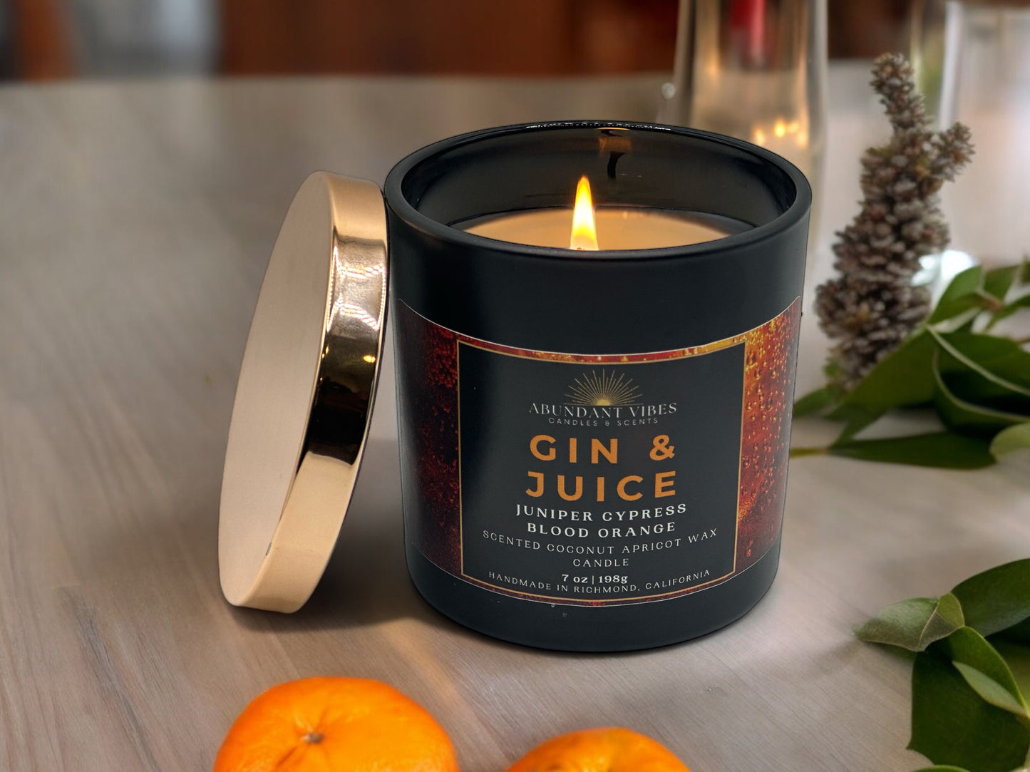 Juniper + Cypress + Blood Orange Candle | Gin & Juice | Luxury Coconut Apricot Wax Candle