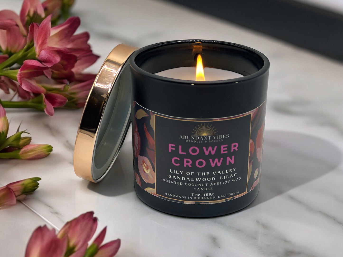 Lily of the Valley + Sandalwood + Lilac Candle | Flower Crown | Luxury Coconut Apricot Wax Candle