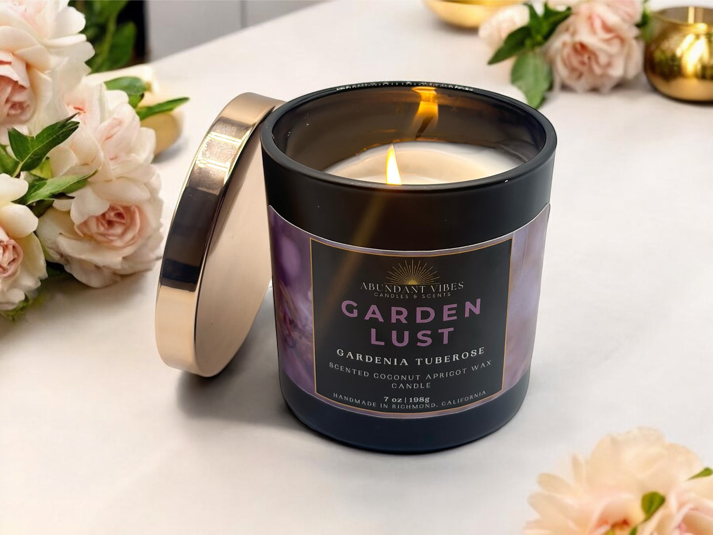 Gardenia Tuberose Candle | Garden Lust | Luxury Coconut Apricot Wax Candle
