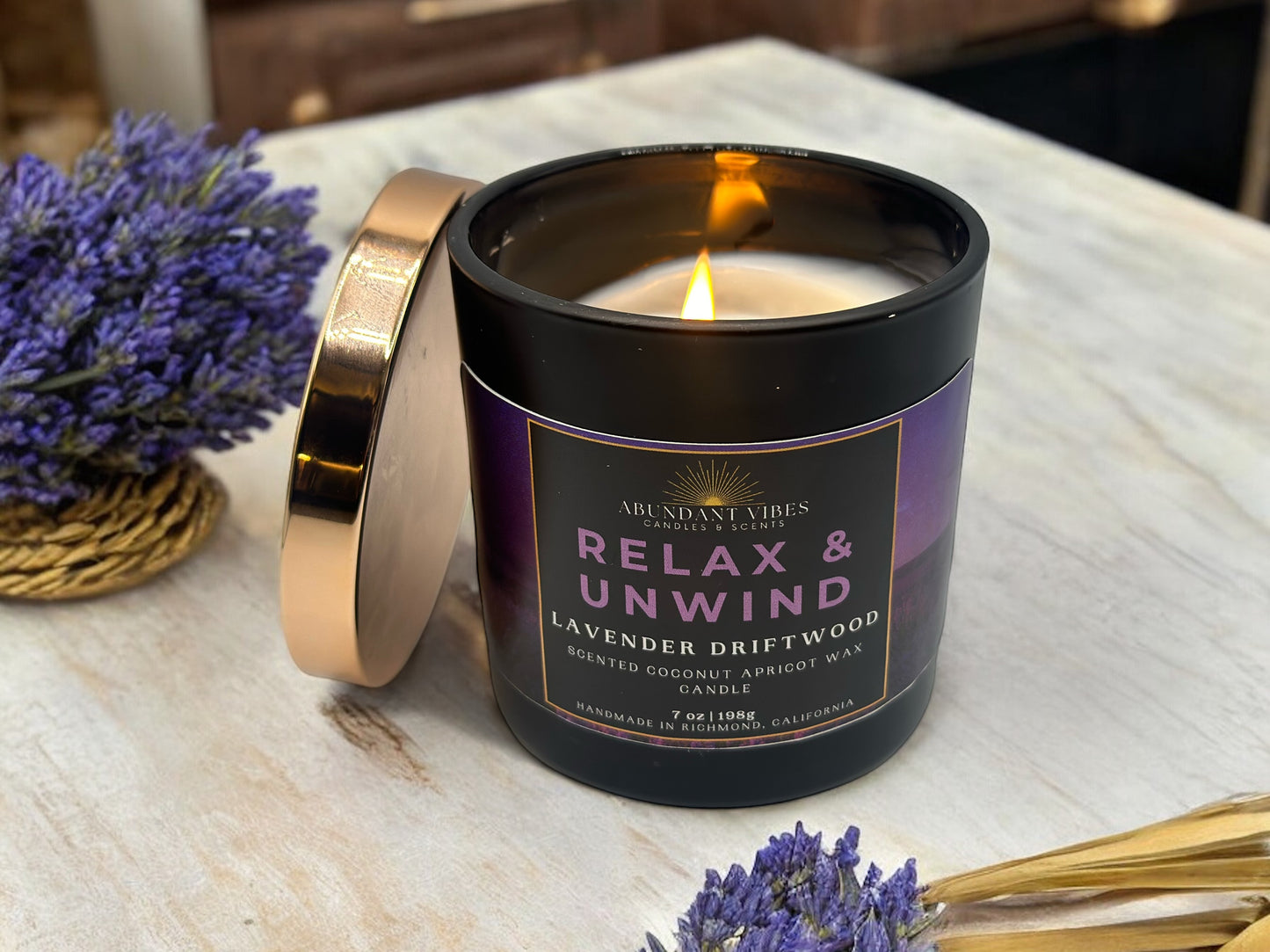 Lavender Driftwood Candle | Relax & Unwind | Luxury Coconut Apricot Wax Candle