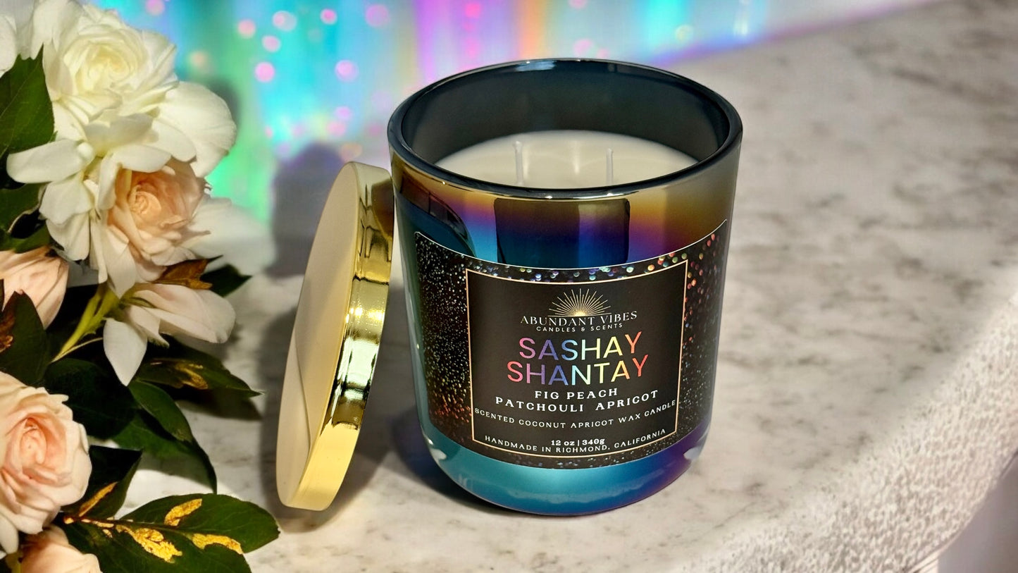 Fig + Peach + Patchouli Candle | Sashay Shantay | Luxury Coconut Apricot Wax Candle