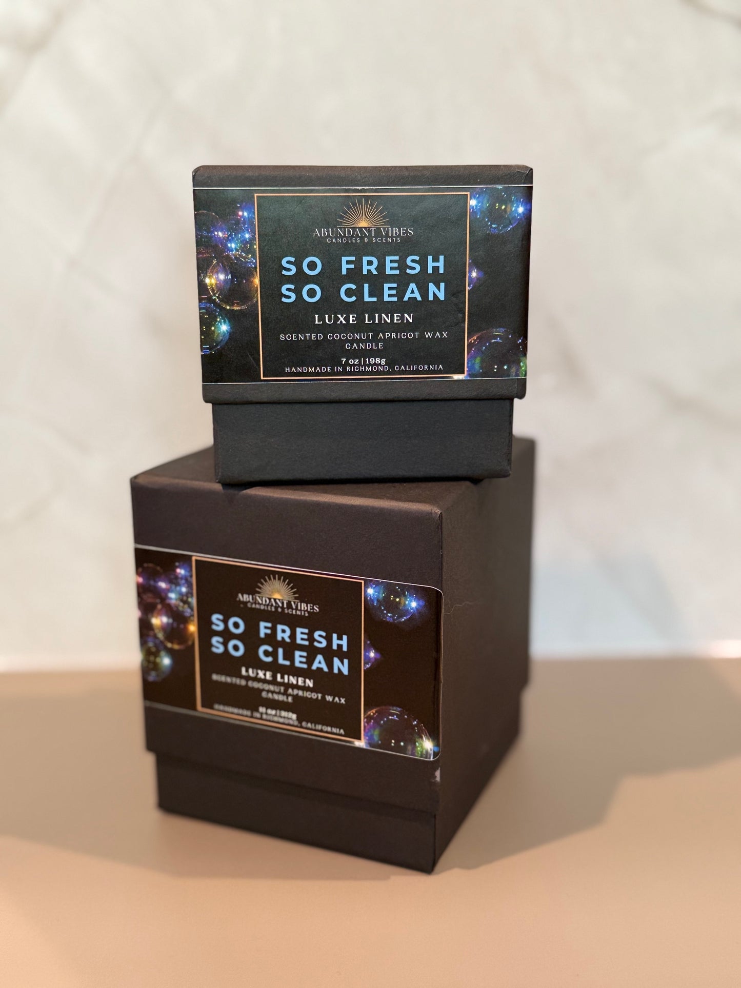 Cotton Blossom + Linen + Powder Candle | So Fresh So Clean | Luxury Coconut Apricot Wax Candle