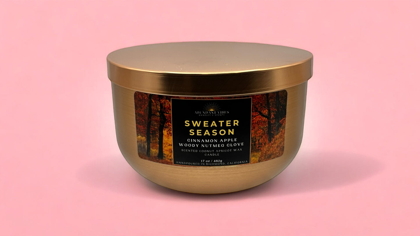 Clove + Cinnamon Apple + Nutmeg + Wood Candle | Sweater Season | Luxury Coconut Apricot Wax Candle