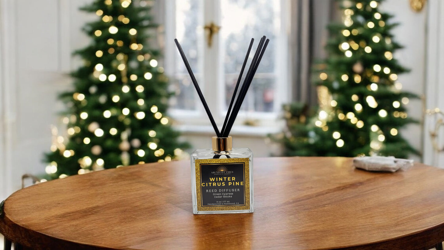 Pine + Cypress + Cedar + Greenery Holiday Reed Diffuser | Winter Citrus Pine