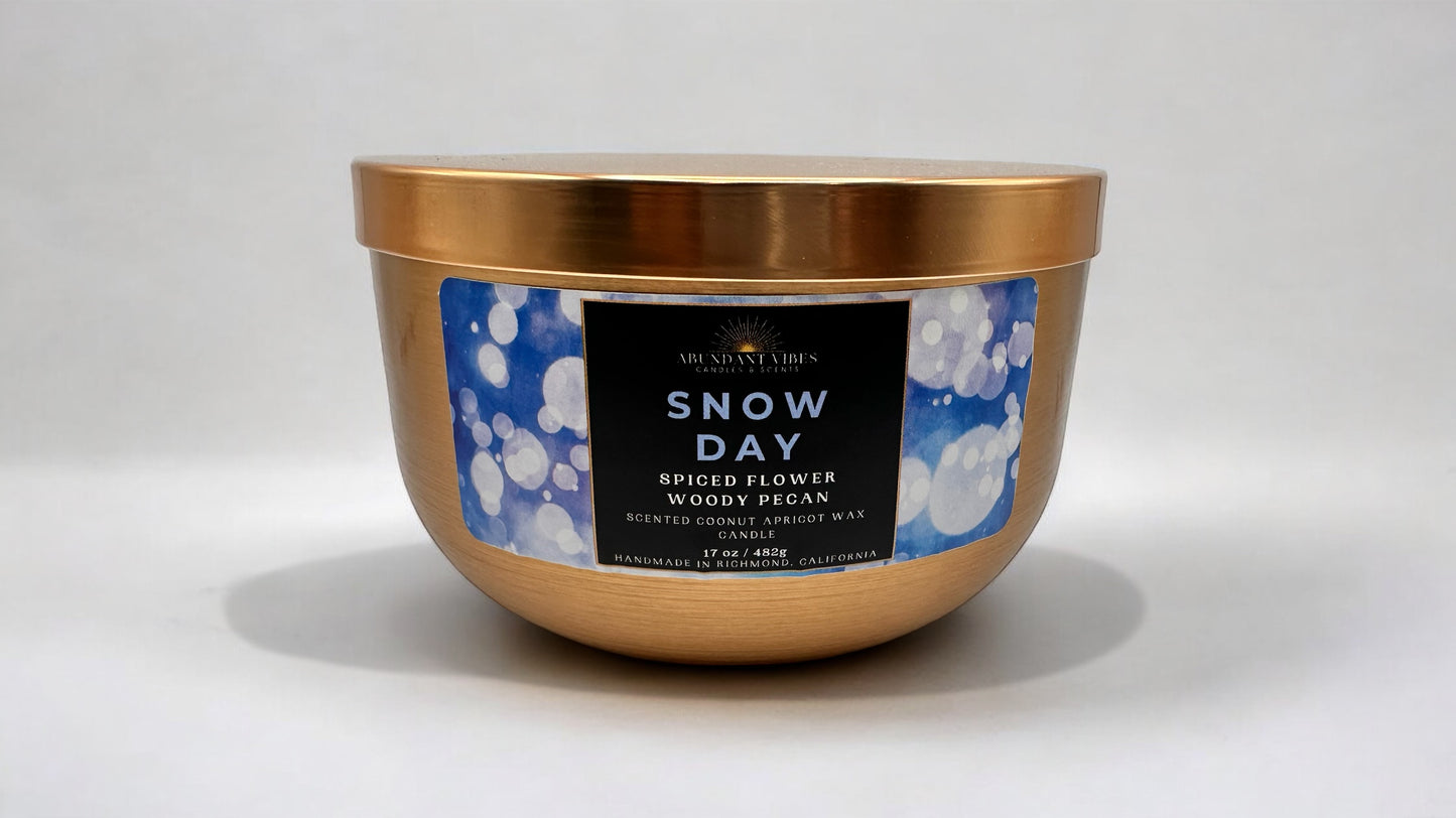 Spiced Flower + Peppermint + Cedarwood Holiday Candle | Snow Day | Luxury Coconut Apricot Wax Candle