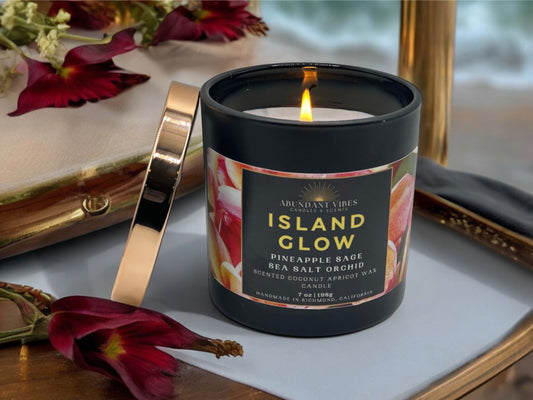 Pineapple Sage + Sea Salt + Orchid Candle | Island Glow | Luxury Coconut Apricot Wax Candle