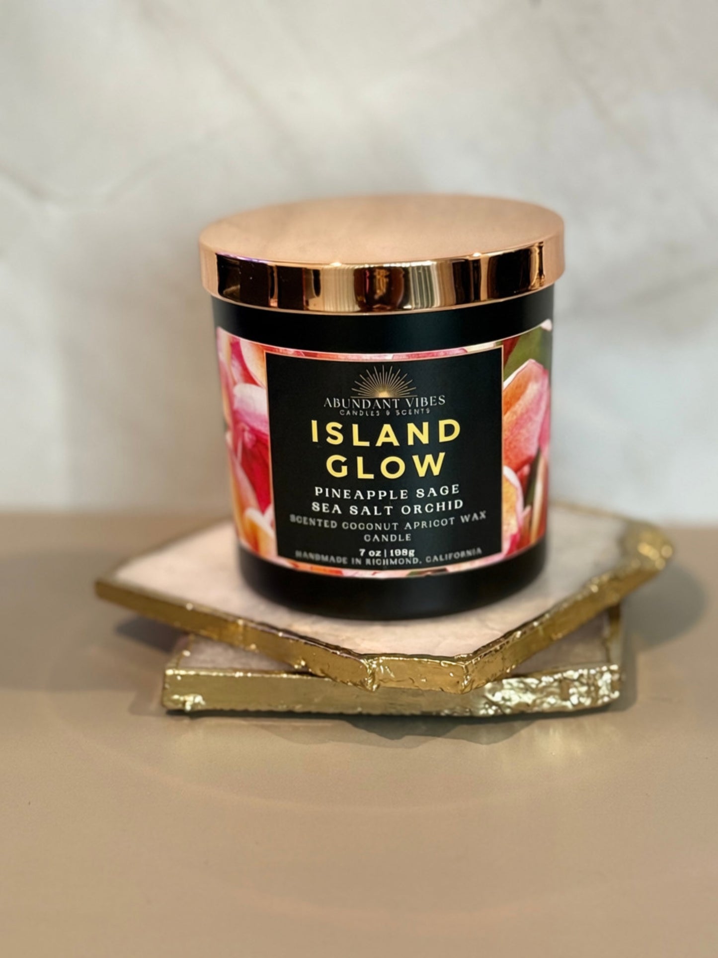 Pineapple Sage + Sea Salt + Orchid Candle | Island Glow | Luxury Coconut Apricot Wax Candle