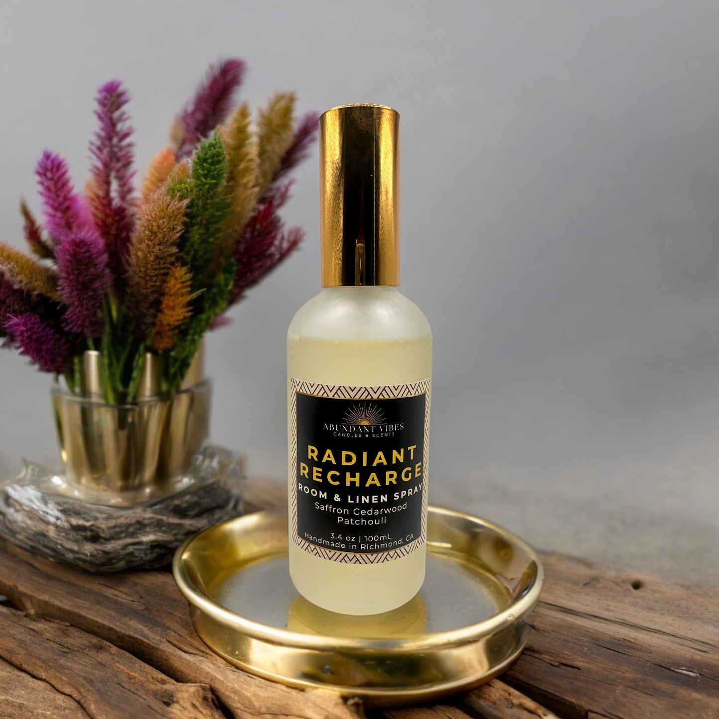 Radiant Recharge Room Spray (Saffron Cedarwood + Patchouli)