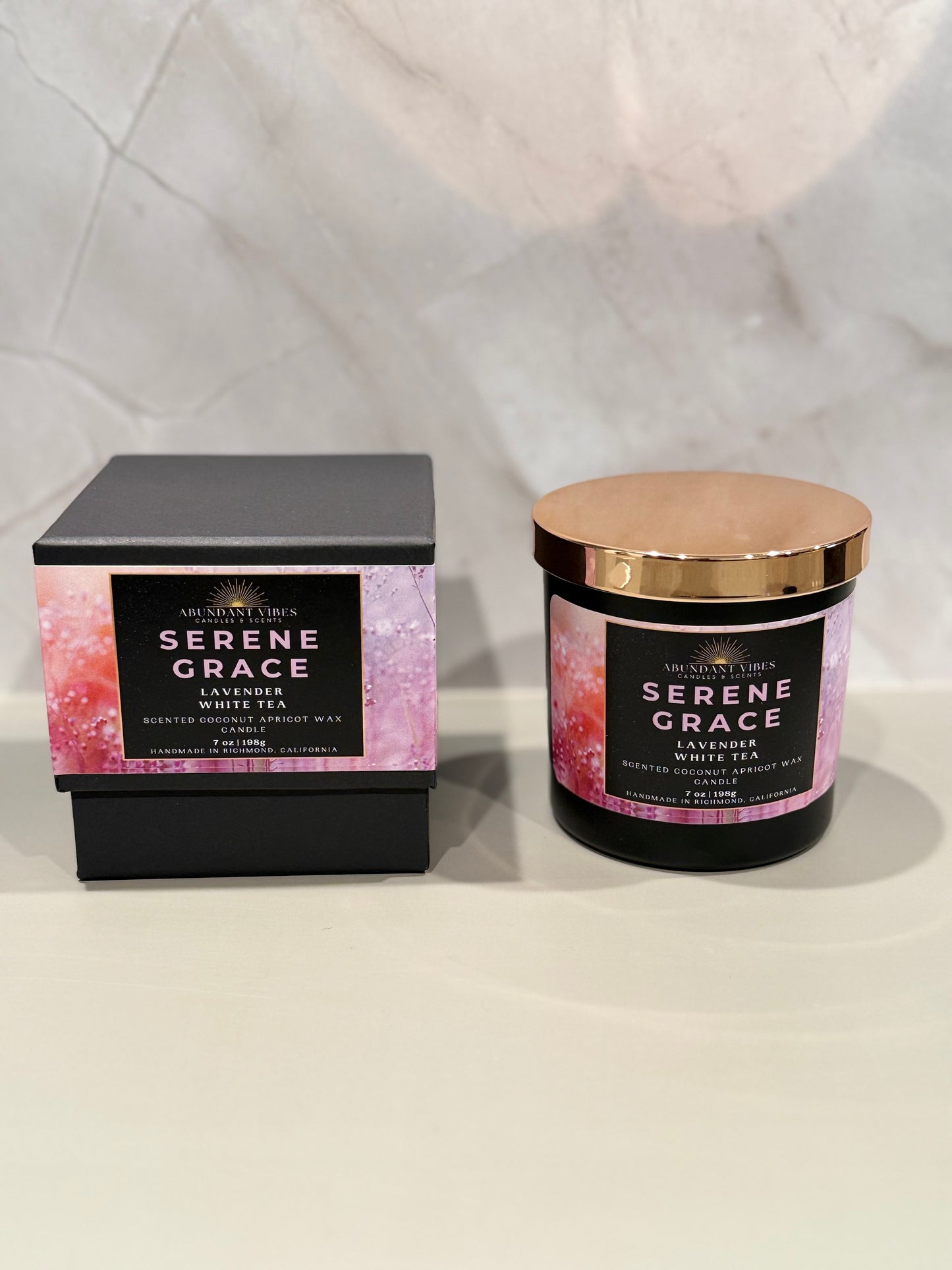 Lavender + White Tea Candle | Serene Grace | Luxury Coconut Apricot Wax Candle