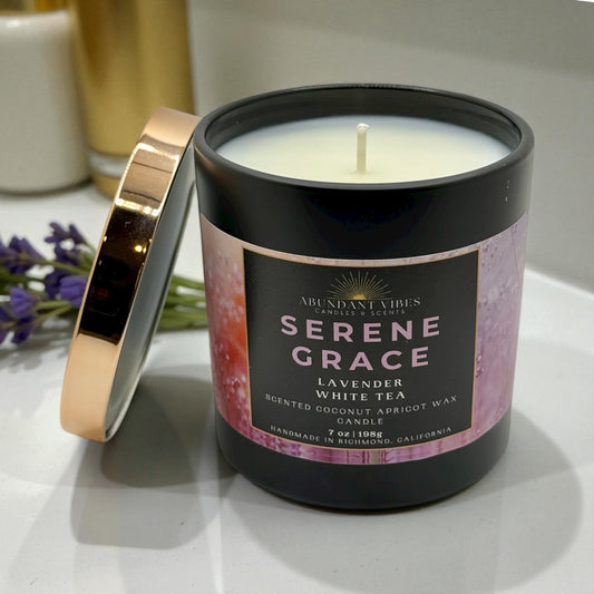 Lavender + White Tea Candle | Serene Grace | Luxury Coconut Apricot Wax Candle