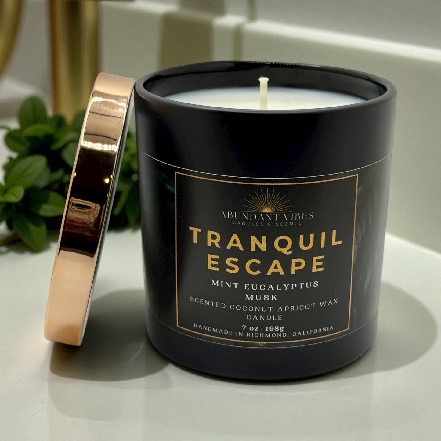 Eucalyptus + Mint + Musk Candle | Tranquil Escape | Luxury Coconut Apricot Wax Candle