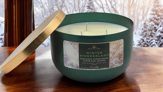 Bergamot + Sandalwood + Cedar + Pine + Juniper Candle | Winter Wonderland | Luxury Coconut Apricot Wax Candle