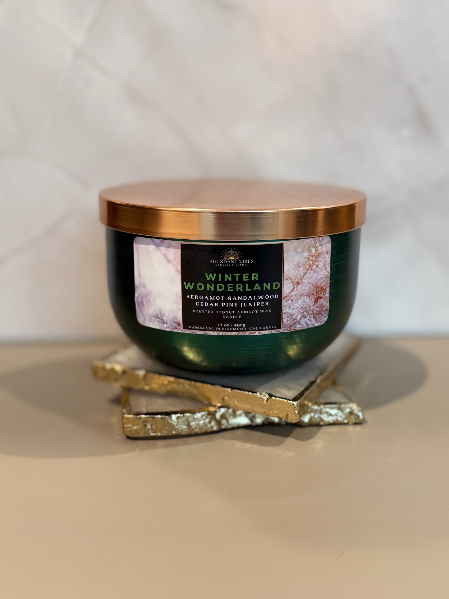 Bergamot + Sandalwood + Cedar + Pine + Juniper Candle | Winter Wonderland | Luxury Coconut Apricot Wax Candle